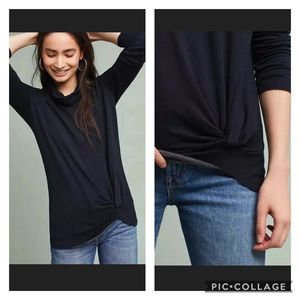 Anthropologie Twist Front Turtleneck Top